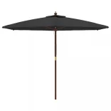 fekete kerti napernyő fa rúddal 299 x 240 cm