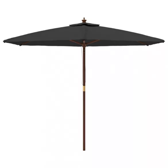 fekete kerti napernyő fa rúddal 299 x 240 cm