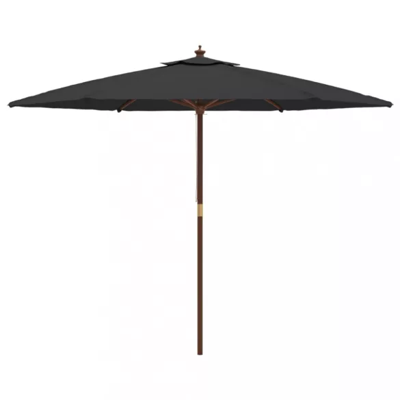 fekete kerti napernyő fa rúddal 299 x 240 cm