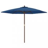 azúrkék kerti napernyő fa rúddal 299 x 240 cm