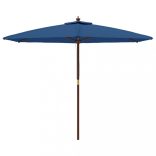 azúrkék kerti napernyő fa rúddal 299 x 240 cm