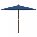 azúrkék kerti napernyő fa rúddal 299 x 240 cm