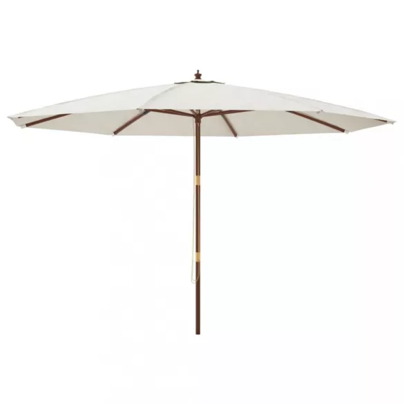 homokszínű kerti napernyő fa rúddal 400 x 273 cm
