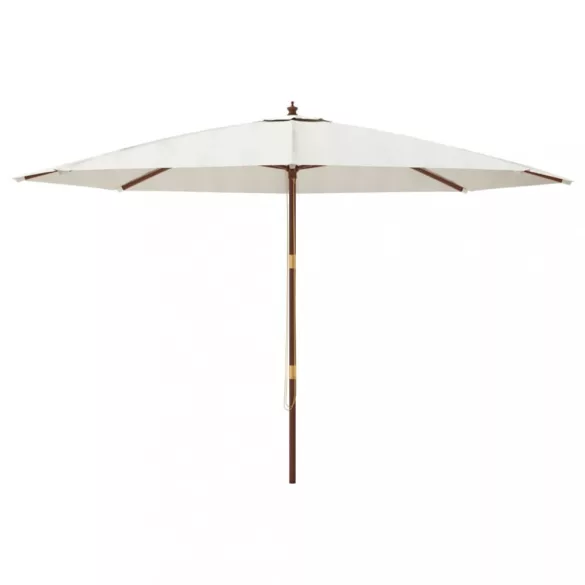 homokszínű kerti napernyő fa rúddal 400 x 273 cm