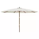 homokszínű kerti napernyő fa rúddal 400 x 273 cm