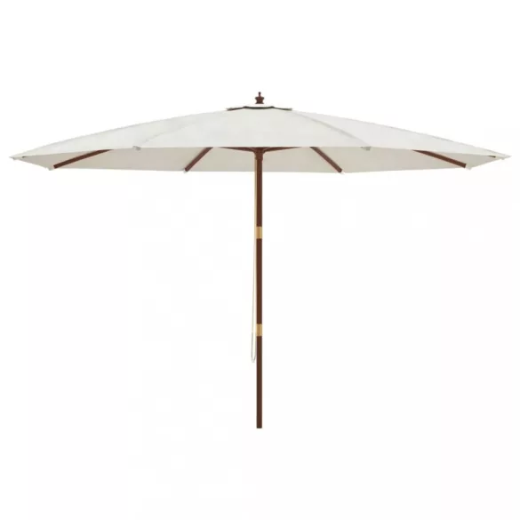 homokszínű kerti napernyő fa rúddal 400 x 273 cm