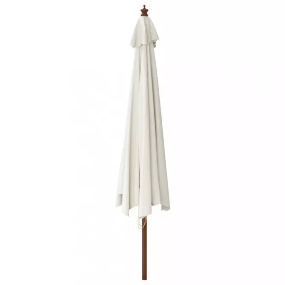 homokszínű kerti napernyő fa rúddal 400 x 273 cm