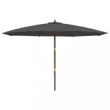 antracitszürke kerti napernyő fa rúddal 400 x 273 cm