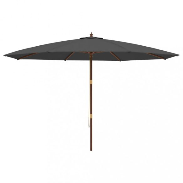 antracitszürke kerti napernyő fa rúddal 400 x 273 cm