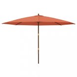 terrakotta színű kerti napernyő fa rúddal 400 x 273 cm