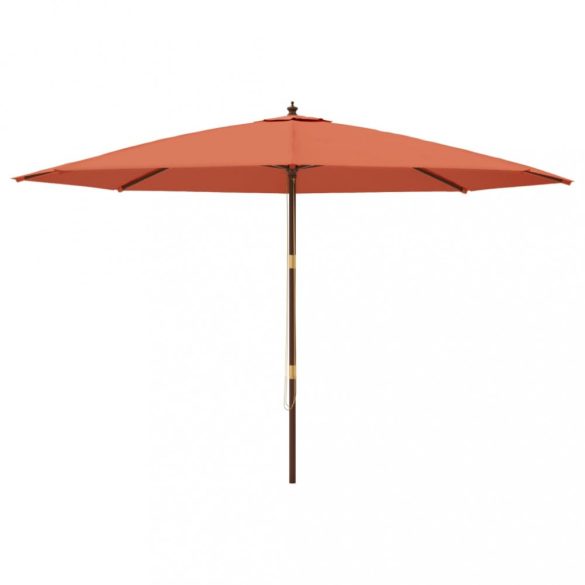 terrakotta színű kerti napernyő fa rúddal 400 x 273 cm