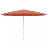 terrakotta színű kerti napernyő fa rúddal 400 x 273 cm
