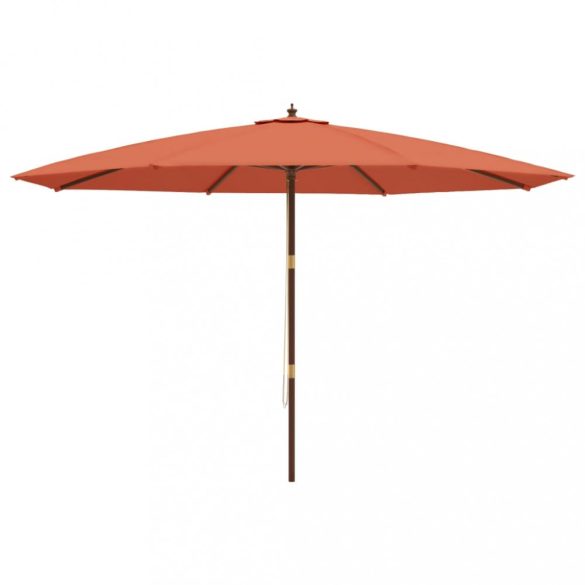 terrakotta színű kerti napernyő fa rúddal 400 x 273 cm