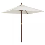 homokszínű kerti napernyő fa rúddal 198x198x231 cm