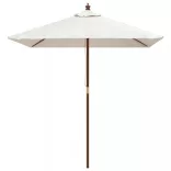 homokszínű kerti napernyő fa rúddal 198x198x231 cm