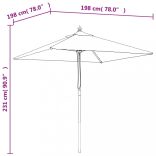 tópszínű kerti napernyő fa rúddal 198x198x231 cm