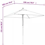 bordó kerti napernyő fa rúddal 198x198x231 cm