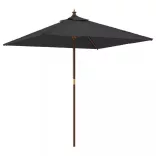 fekete kerti napernyő fa rúddal 198x198x231 cm