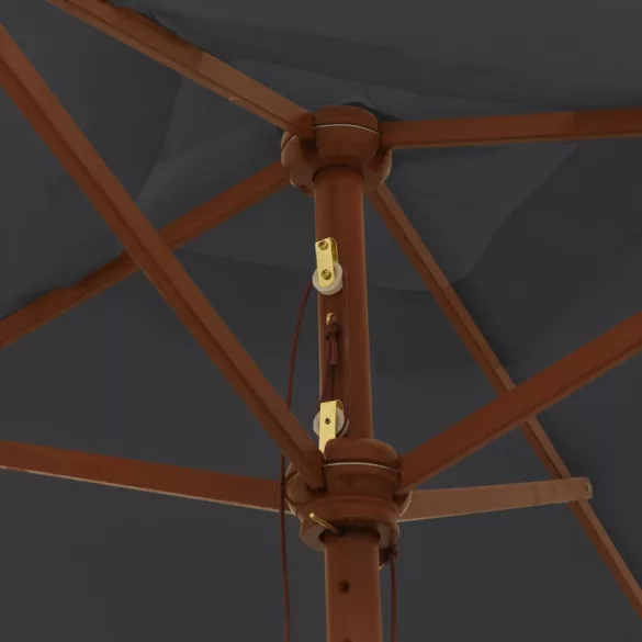 fekete kerti napernyő fa rúddal 198x198x231 cm