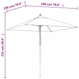 fekete kerti napernyő fa rúddal 198x198x231 cm