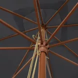 fekete kerti napernyő fa rúddal 300x300x273 cm