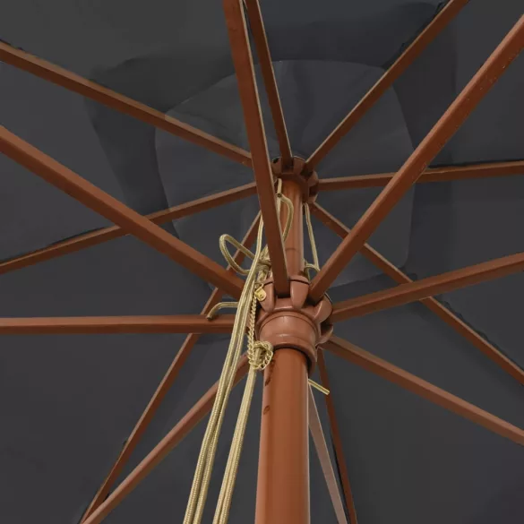 fekete kerti napernyő fa rúddal 300x300x273 cm