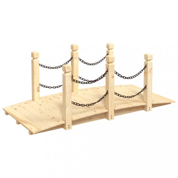 tömör lucfenyő kerti híd lánckorláttal 150 x 67 x 56 cm