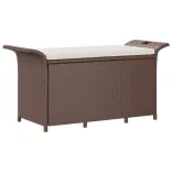 barna polyrattan kerti pad párnával 116 x 46 x 57 cm
