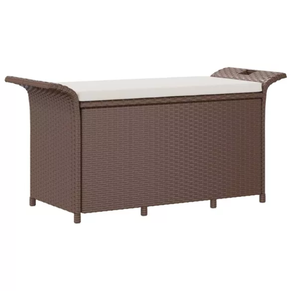 barna polyrattan kerti pad párnával 116 x 46 x 57 cm