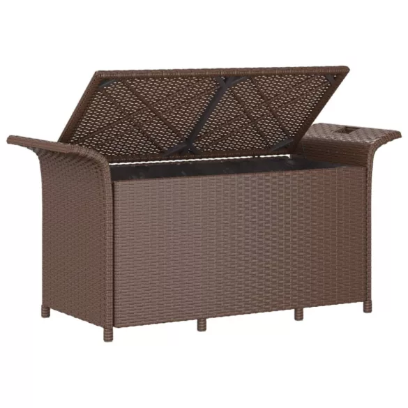 barna polyrattan kerti pad párnával 116 x 46 x 57 cm