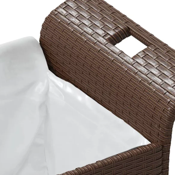 barna polyrattan kerti pad párnával 116 x 46 x 57 cm
