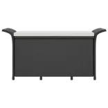 fekete polyrattan kerti pad párnával 116 x 46 x 57 cm
