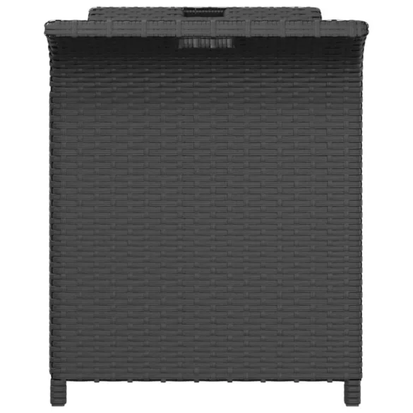 fekete polyrattan kerti pad párnával 116 x 46 x 57 cm
