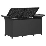 fekete polyrattan kerti pad párnával 116 x 46 x 57 cm