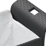 fekete polyrattan kerti pad párnával 116 x 46 x 57 cm