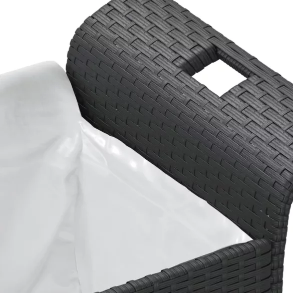 fekete polyrattan kerti pad párnával 116 x 46 x 57 cm
