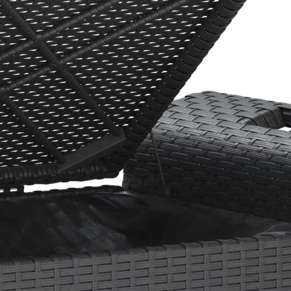 fekete polyrattan kerti pad párnával 116 x 46 x 57 cm