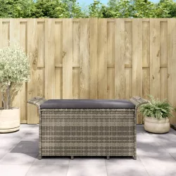 barna polyrattan kerti pad párnával 116 x 46 x 57 cm
