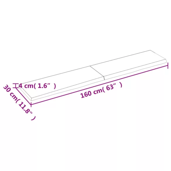 világosbarna kezelt tömör tölgyfa fali polc 160 x 30 x (2-4) cm
