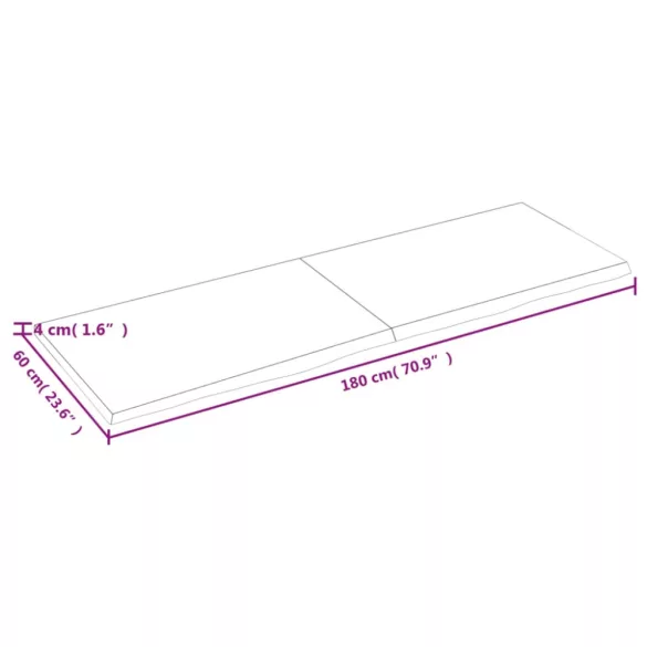 világosbarna kezelt tömör tölgyfa fali polc 180 x 60 x (2-4) cm