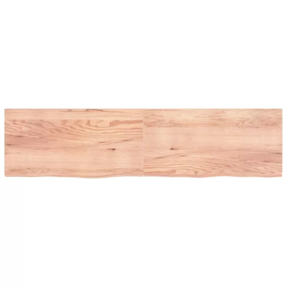 világosbarna kezelt tömör tölgyfa fali polc 200 x 50 x (2-4) cm