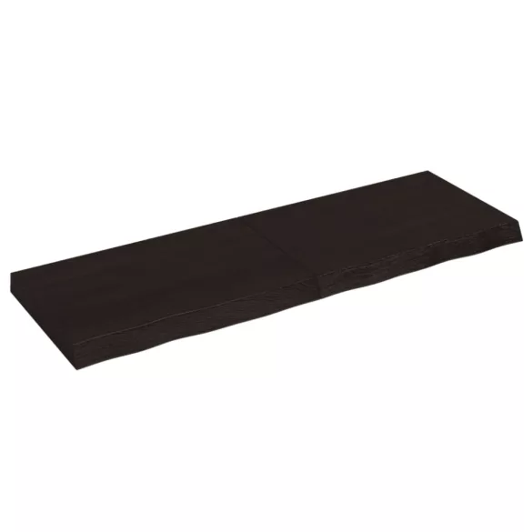 sötétbarna kezelt tömör tölgyfa fali polc 120 x 40 x (2-6) cm