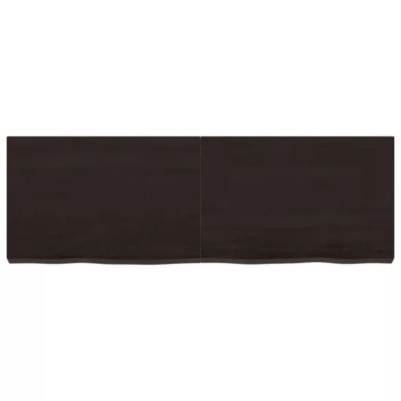 sötétbarna kezelt tömör tölgyfa fali polc 120 x 40 x (2-6) cm