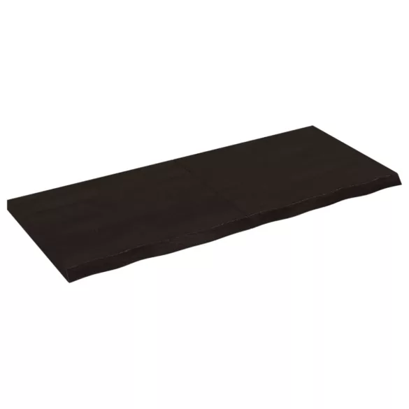 sötétbarna kezelt tömör tölgyfa fali polc 120 x 50 x (2-4) cm
