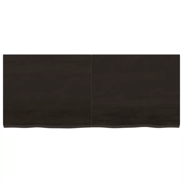 sötétbarna kezelt tömör tölgyfa fali polc 120 x 50 x (2-4) cm