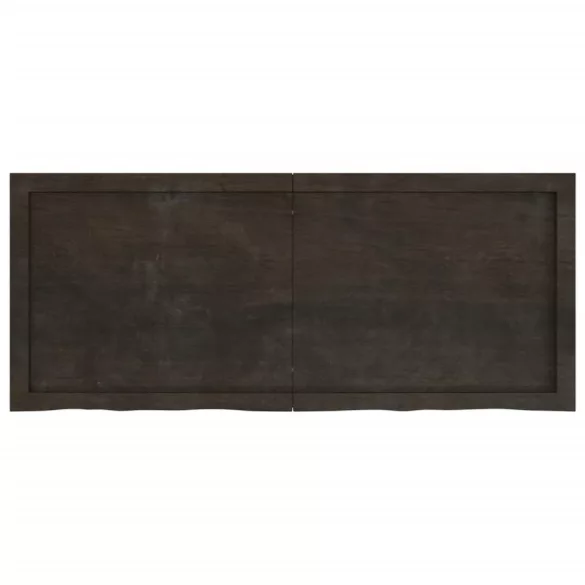 sötétbarna kezelt tömör tölgyfa fali polc 120 x 50 x (2-6) cm