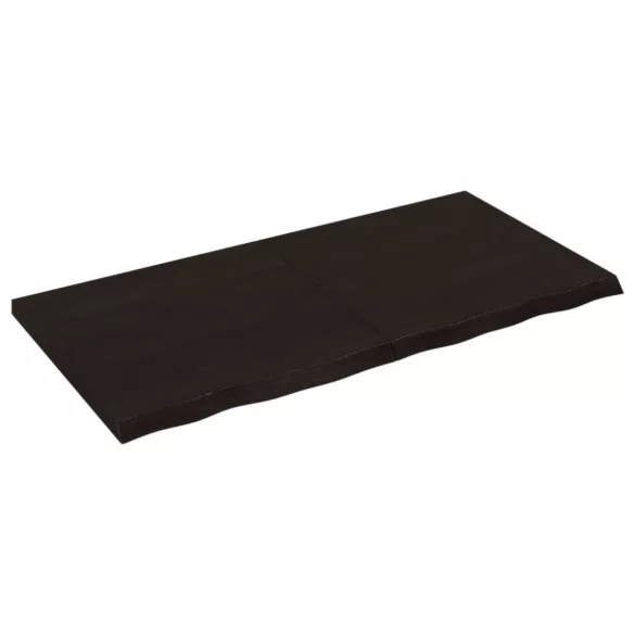 sötétbarna kezelt tömör tölgyfa fali polc 120 x 60 x (2-4) cm