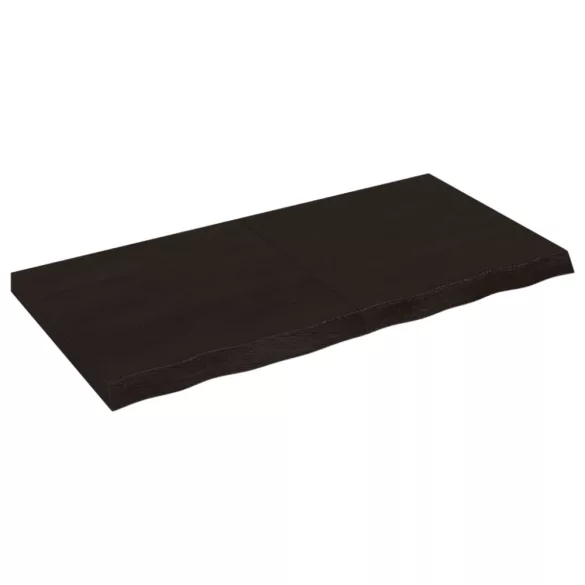 sötétbarna kezelt tömör tölgyfa fali polc 120 x 60 x (2-6) cm