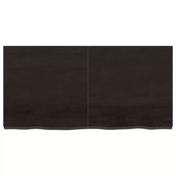 sötétbarna kezelt tömör tölgyfa fali polc 120 x 60 x (2-6) cm