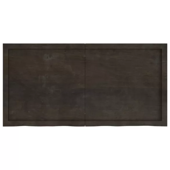 sötétbarna kezelt tömör tölgyfa fali polc 120 x 60 x (2-6) cm
